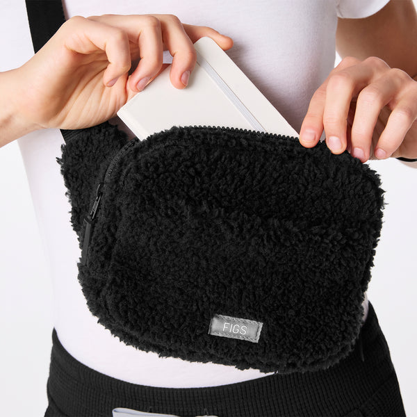 Black High Pile Belt Bag