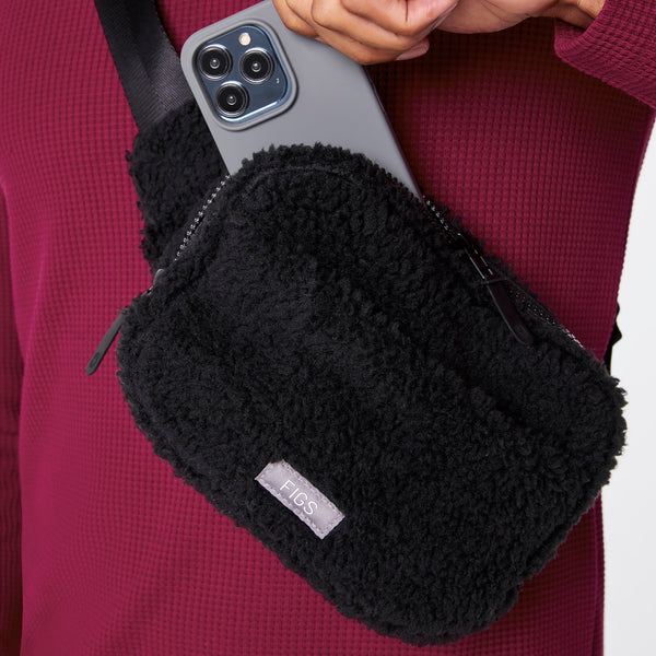 Black High Pile Belt Bag