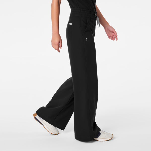 women's Black High Waisted Allison Ultra Wide Leg - Tall Scrub Pant