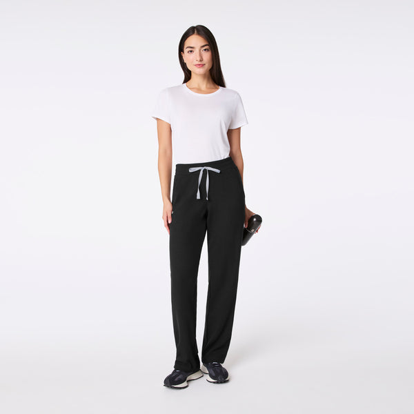 women's Black Off-Shift Waffle Straight Leg Pant™