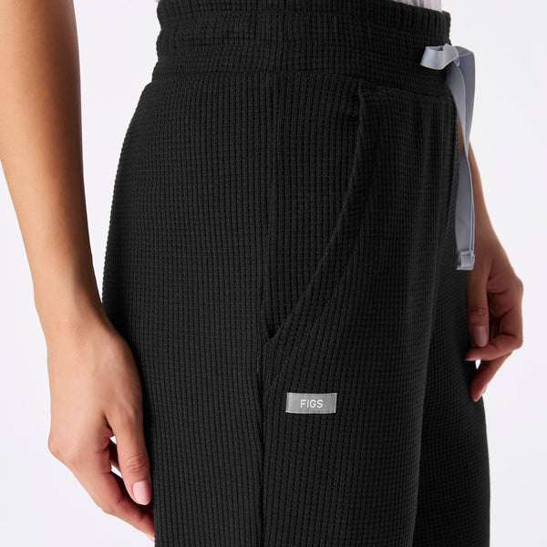 women's Black Off-Shift Waffle Straight Leg Pant™