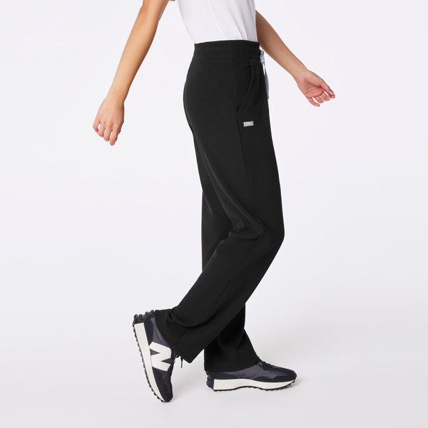 women's Black Off-Shift Waffle Straight Leg Pant™