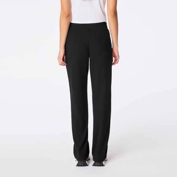 women's Black Off-Shift Waffle Straight Leg Pant™