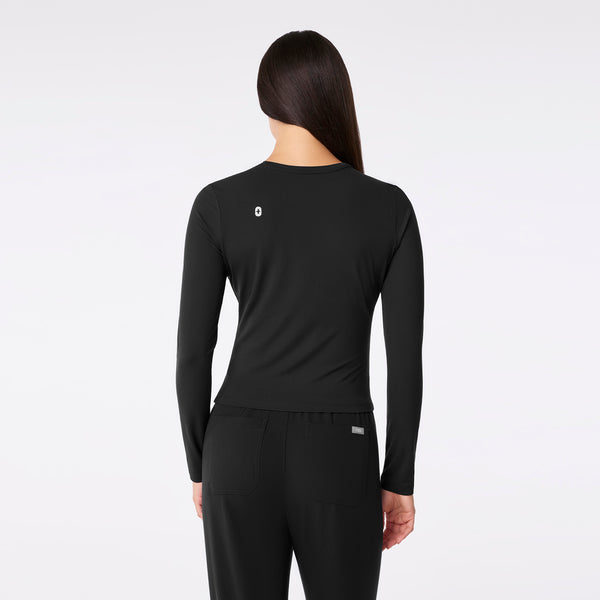 women's Black Ribbed Cropped - Longsleeve Underscrub