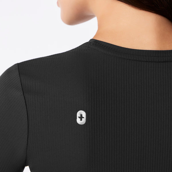 women's Black Ribbed Cropped - Longsleeve Underscrub