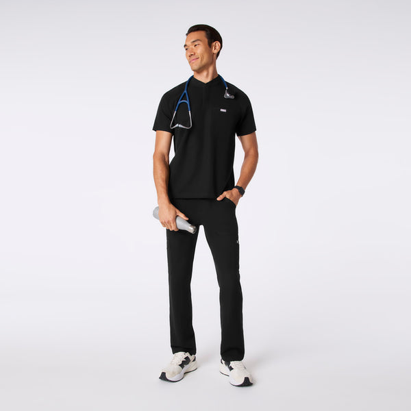 men's Black Stratton Henley - Shortsleeve Scrub Top