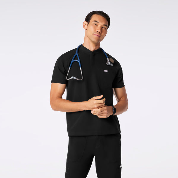 men's Black Stratton Henley - Shortsleeve Scrub Top