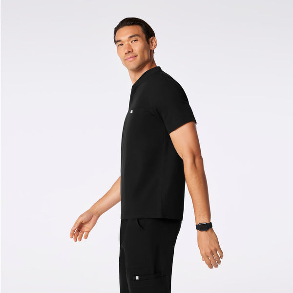 men's Black Stratton Henley - Shortsleeve Scrub Top