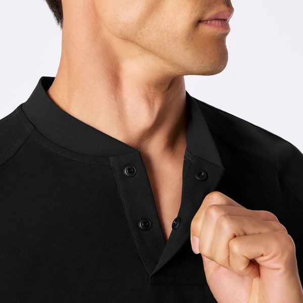 men's Black Stratton Henley - Shortsleeve Scrub Top