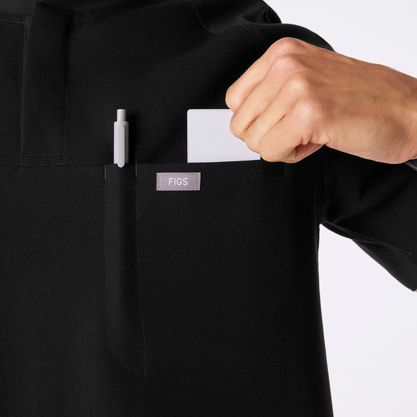 men's Black Stratton Henley - Shortsleeve Scrub Top