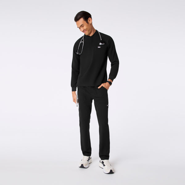 men's Black Stratton Henley - Longsleeve Scrub Top