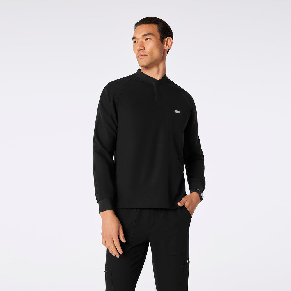 men's Black Stratton Henley - Longsleeve Scrub Top