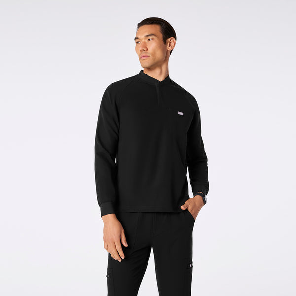 men's Black Stratton Henley - Longsleeve Scrub Top