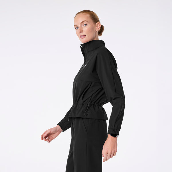 women's Black On-Shift Elizabeth Cinched Scrub Jacket™