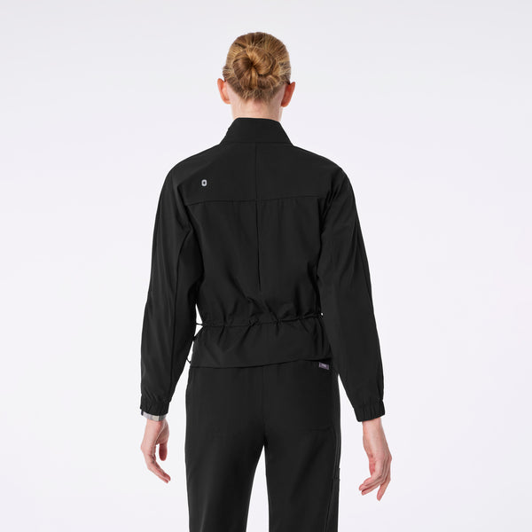 women's Black On-Shift Elizabeth Cinched Scrub Jacket™