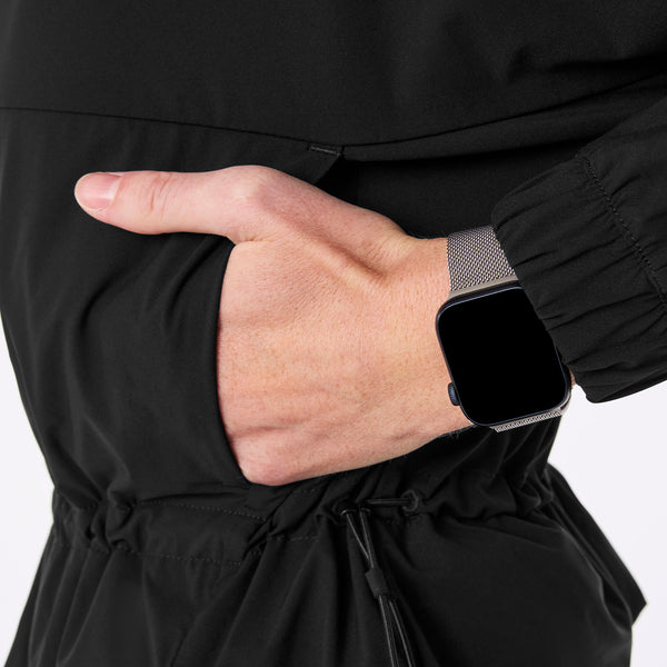 women's Black On-Shift Elizabeth Cinched Scrub Jacket™