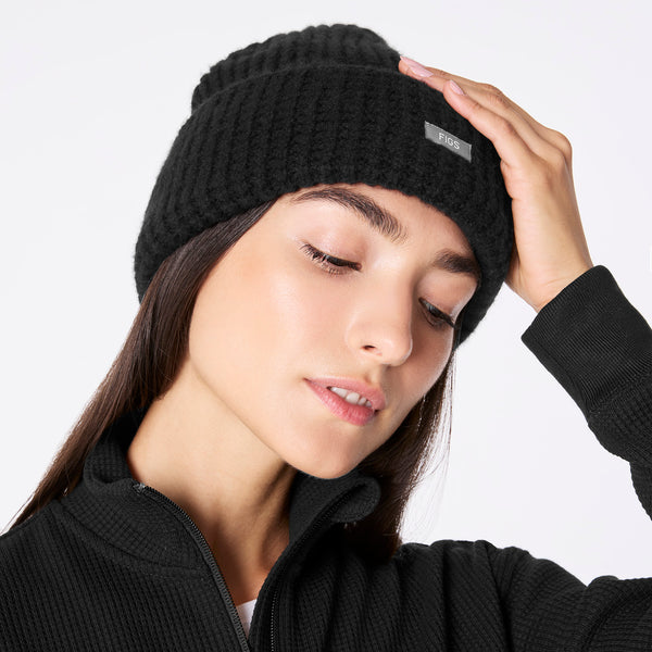 Black Waffle Beanie