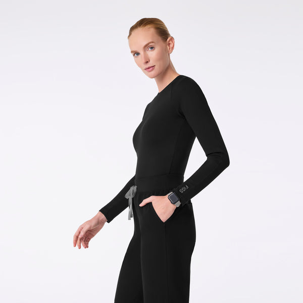 women's Black Waffle - Longsleeve Underscrub