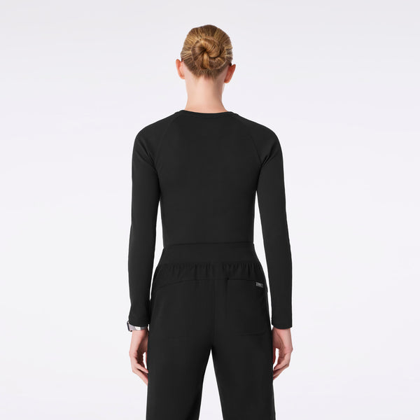 women's Black Waffle - Longsleeve Underscrub