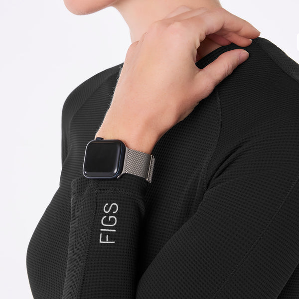 women's Black Waffle - Longsleeve Underscrub