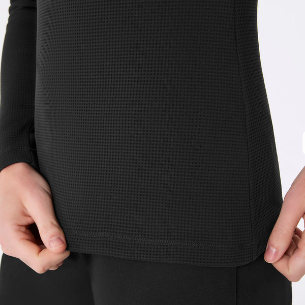 women's Black Waffle - Longsleeve Underscrub