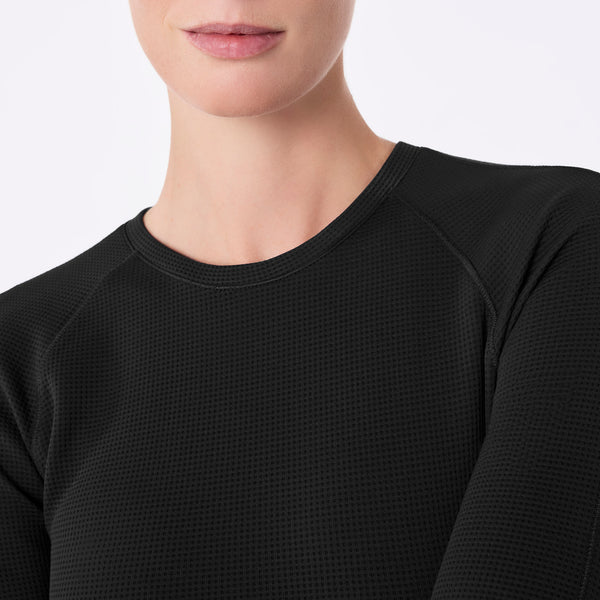 women's Black Waffle - Longsleeve Underscrub