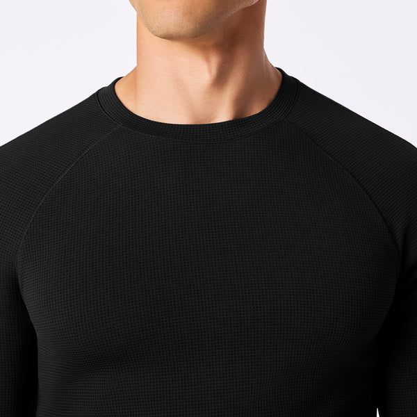 men's Black Waffle - Longsleeve Underscrub