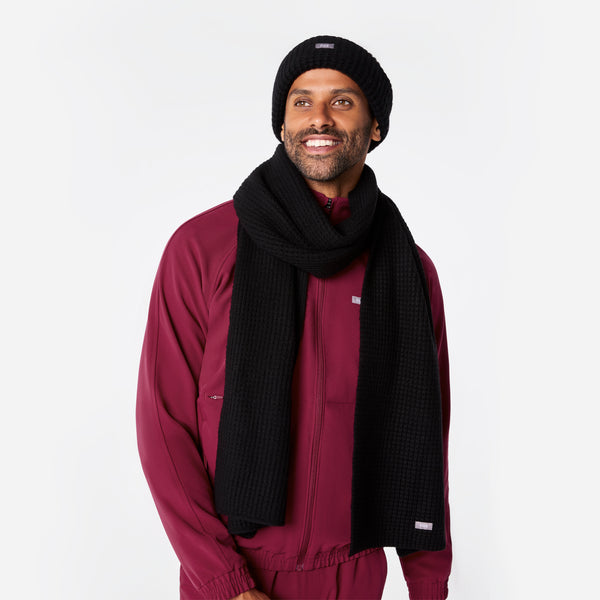 Black Waffle Scarf