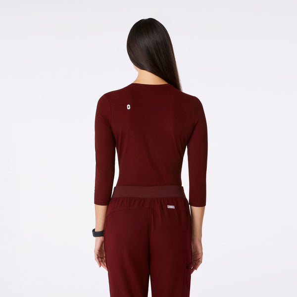 women's Burgundy Ribbed - ¾ Sleeve Underscrub