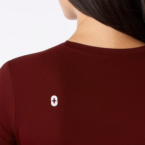 women's Burgundy Ribbed - ¾ Sleeve Underscrub