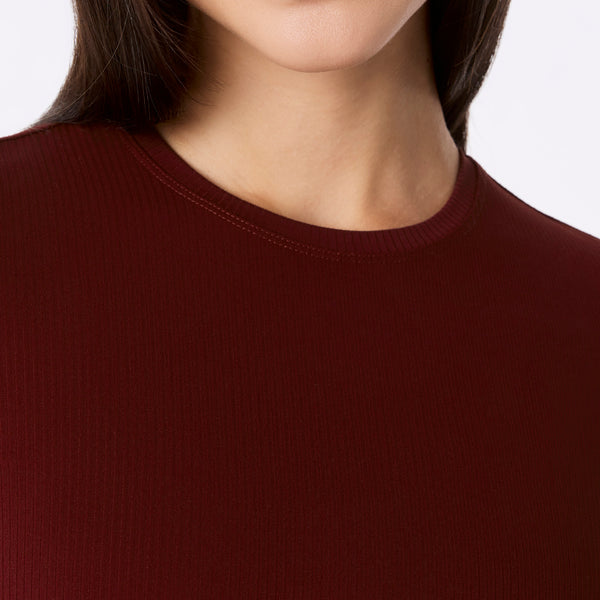 women's Burgundy Ribbed - ¾ Sleeve Underscrub