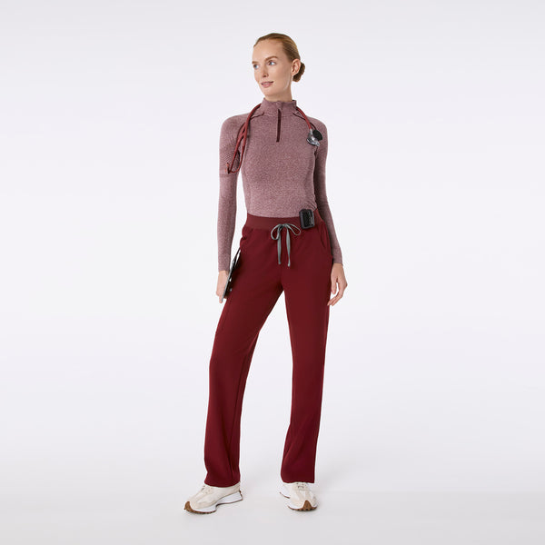 women's Burgundy Salta Seamless ¼ Zip - Longsleeve Underscrub