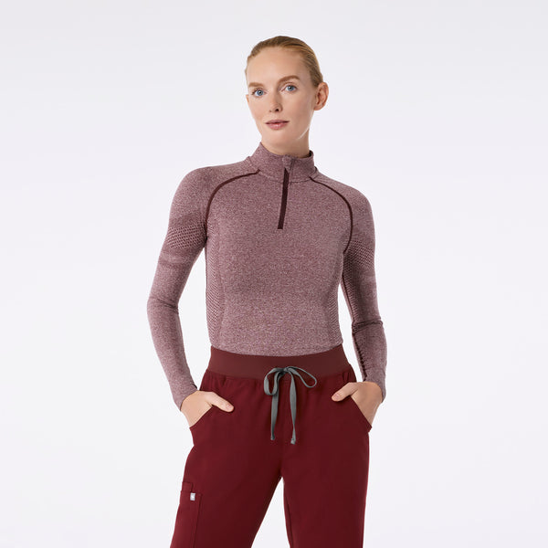 women's Burgundy Salta Seamless ¼ Zip - Longsleeve Underscrub