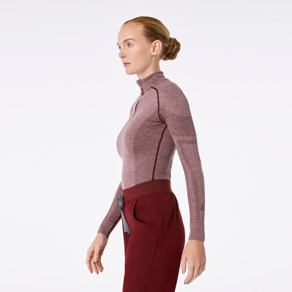 women's Burgundy Salta Seamless ¼ Zip - Longsleeve Underscrub