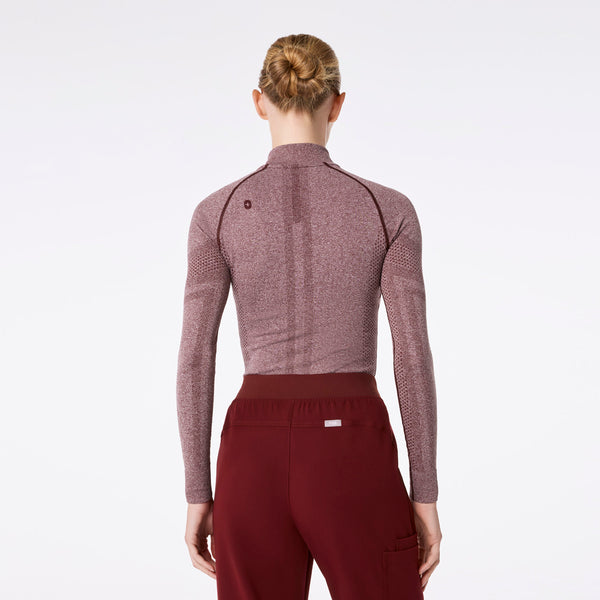 women's Burgundy Salta Seamless ¼ Zip - Longsleeve Underscrub