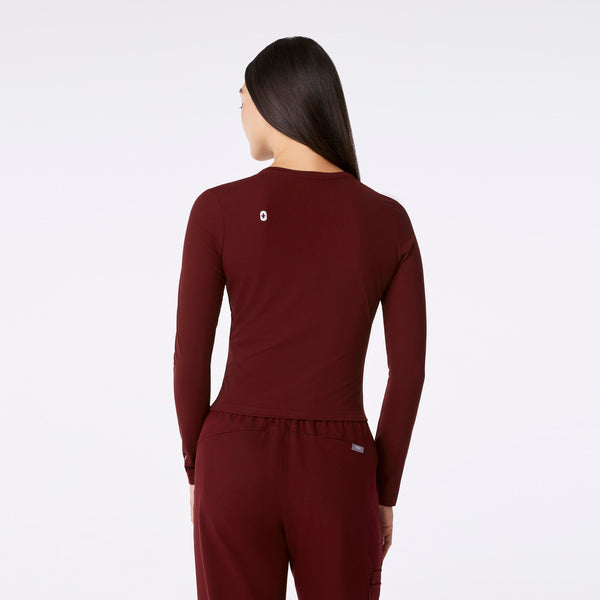 women's Burgundy Ribbed Cropped - Longsleeve Underscrub