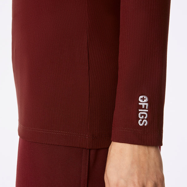 women's Burgundy Ribbed - Longsleeve Underscrub