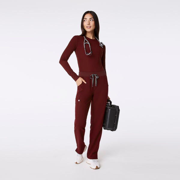 women's Burgundy Ribbed - Longsleeve Underscrub
