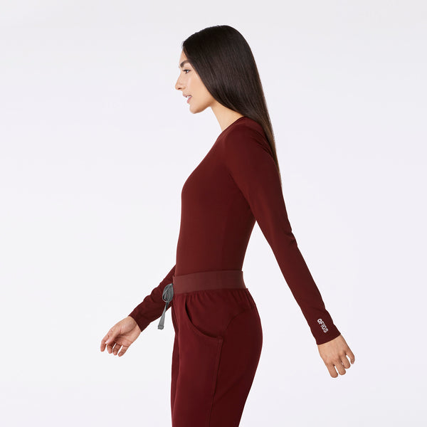 women's Burgundy Ribbed - Longsleeve Underscrub