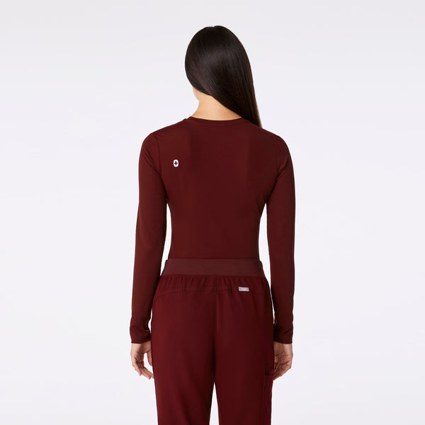 women's Burgundy Ribbed - Longsleeve Underscrub
