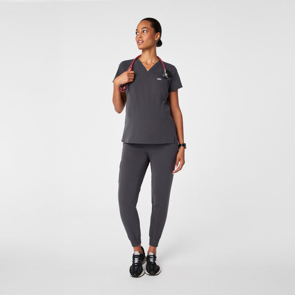 women's Charcoal Catarina Maternity V-Neck Scrub Top
