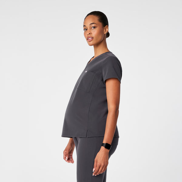 women's Charcoal Catarina Maternity V-Neck Scrub Top