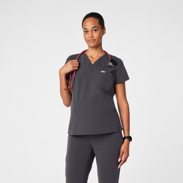 women's Charcoal Catarina Maternity V-Neck Scrub Top