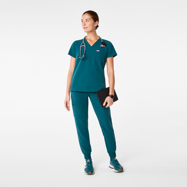 women's Caribbean Blue Catarina Petite - One-Pocket Scrub Top™