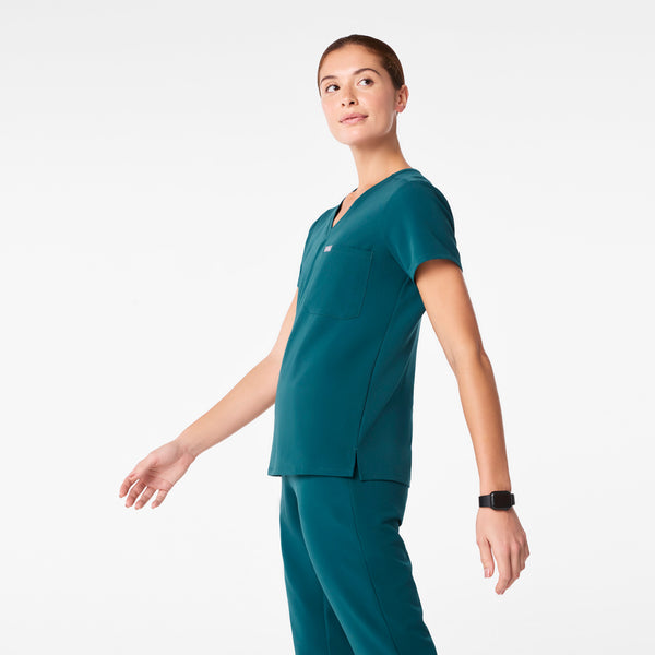 women's Caribbean Blue Catarina Petite - One-Pocket Scrub Top™