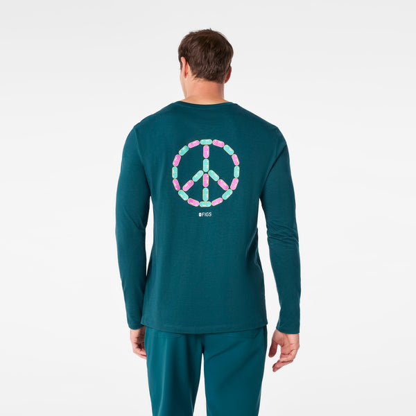 men's Caribbean Blue Peace Sign Supersoft - Longsleeve Underscrub