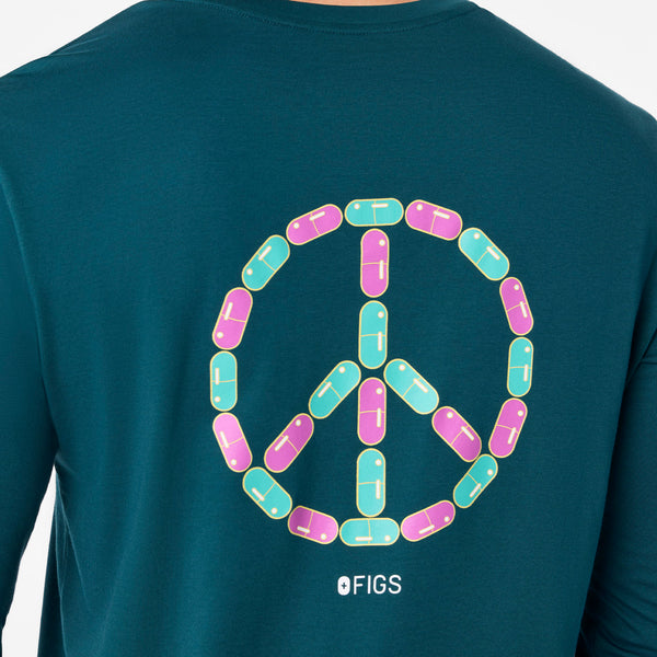 men's Caribbean Blue Peace Sign Supersoft - Longsleeve Underscrub