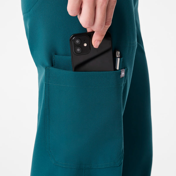 women's Caribbean Blue High Waisted Isabel Wide Leg - Petite Scrub Pant