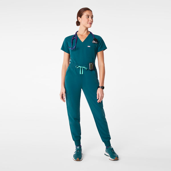 women's Caribbean Blue High Waisted Uman Relaxed - Jogger Scrub Pant