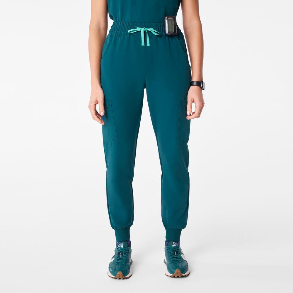 women's Caribbean Blue High Waisted Uman Relaxed - Petite Jogger Scrub Pant